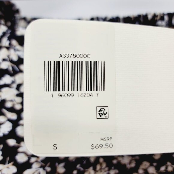 Levi's Floral Cropped Top Women's Size S Black Beige Square Neck Puff Sleeves - Picture 6 of 11